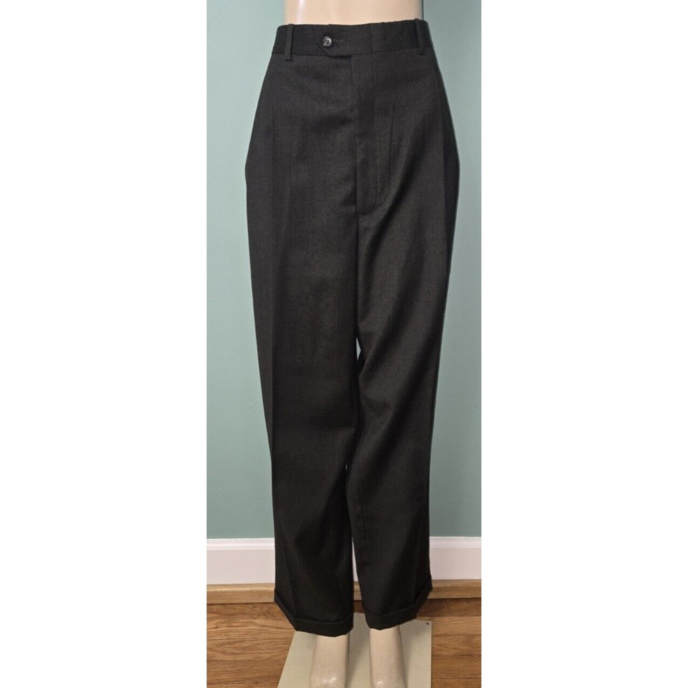 Vintage John Alexander Gray  Pleated Worsted Wool Dress Cuffed Pants 40 x 30 NWT